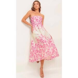 Flying Tomato Coco Locos Woven Strapless Midi Dress Size Medium